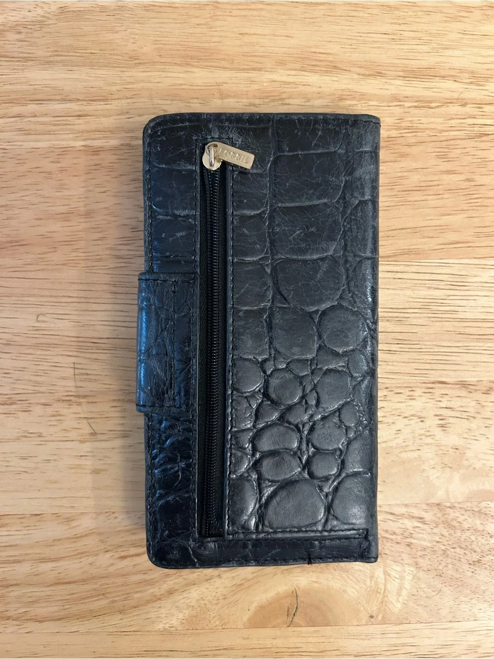 Fossil Issue 1954 line black bifold wallet, Genuine Cow-Hide Leather